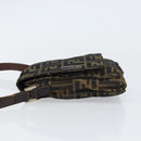 FENDI Zucca Canvas Shoulder Bag Black Brown Auth 156141-4
