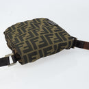 FENDI Zucca Canvas Shoulder Bag Black Brown Auth 156141-6