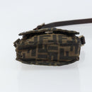 FENDI Zucca Canvas Shoulder Bag Black Brown Auth 156141-5
