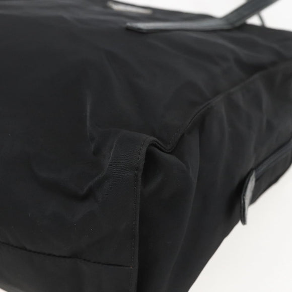 PRADA Shoulder Bag Nylon Leather Black Silver Auth 156148