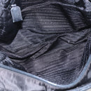 PRADA Shoulder Bag Nylon Leather Black Silver Auth 156148-11