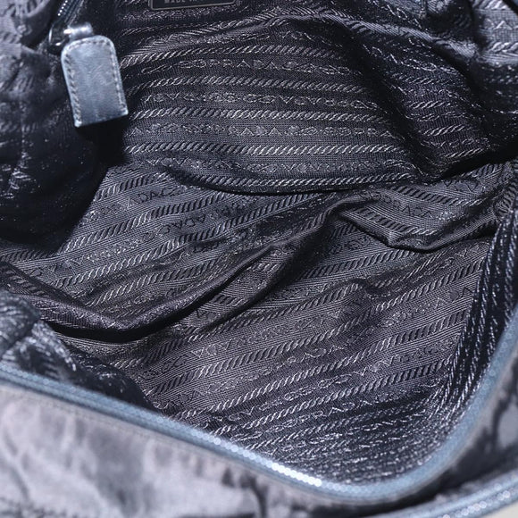 PRADA Shoulder Bag Nylon Leather Black Silver Auth 156148