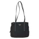PRADA Shoulder Bag Nylon Leather Black Silver Auth 156148-13