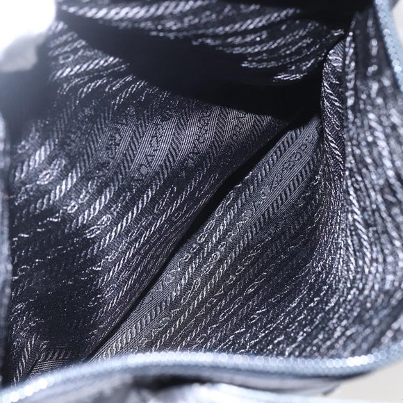 PRADA Shoulder Bag Nylon Leather Black Silver Auth 156148