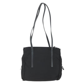 PRADA Shoulder Bag Nylon Leather Black Silver Auth 156148 - 0