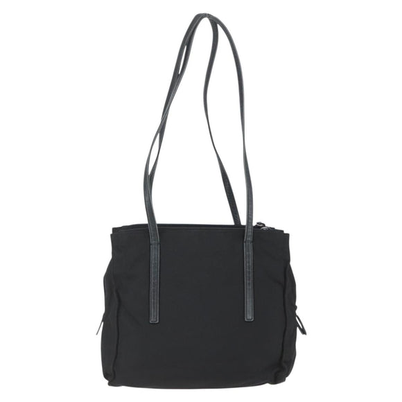 PRADA Shoulder Bag Nylon Leather Black Silver Auth 156148