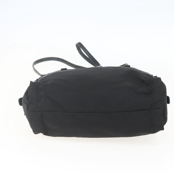 PRADA Shoulder Bag Nylon Leather Black Silver Auth 156148