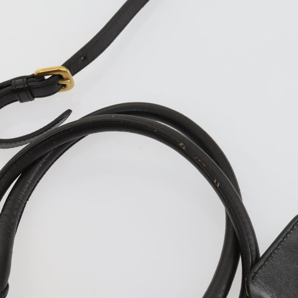 PRADA Hand Bag Nylon Leather 2way Black Gold Auth 156149