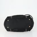 PRADA Hand Bag Nylon Leather 2way Black Gold Auth 156149-5