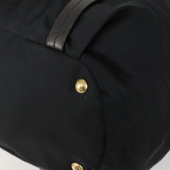 PRADA Hand Bag Nylon Leather 2way Black Gold Auth 156149
