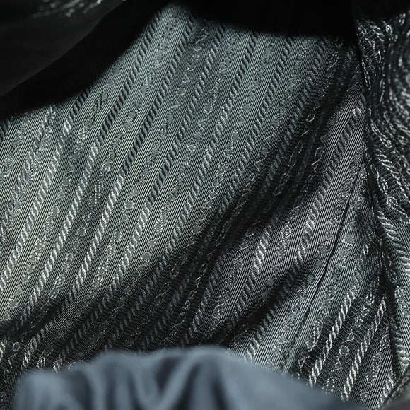 PRADA Hand Bag Nylon Leather 2way Black Gold Auth 156149