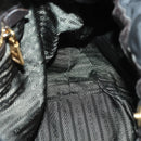 PRADA Hand Bag Nylon Leather 2way Black Gold Auth 156149-21