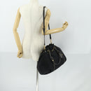 PRADA Hand Bag Nylon Leather 2way Black Gold Auth 156149-26