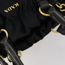 PRADA Hand Bag Nylon Leather 2way Black Gold Auth 156149-6
