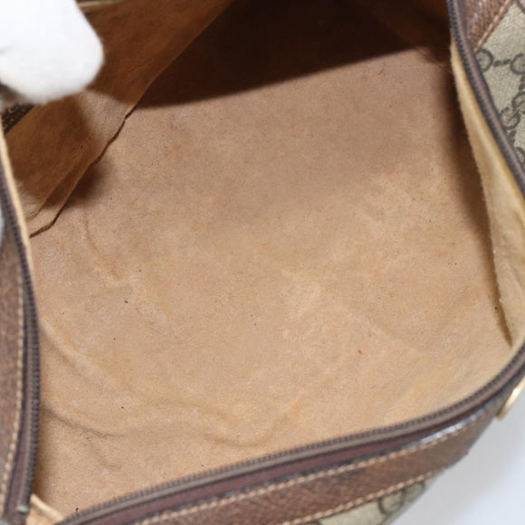 GUCCI GG Supreme Web Sherry Line Boston Bag PVC Beige Gold 010 378 Auth 156155