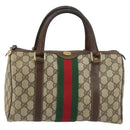 GUCCI GG Supreme Web Sherry Line Boston Bag PVC Beige Gold 010 378 Auth 156155-2