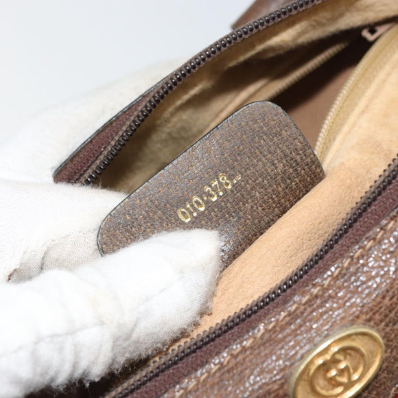 GUCCI GG Supreme Web Sherry Line Boston Bag PVC Beige Gold 010 378 Auth 156155