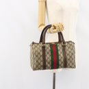 GUCCI GG Supreme Web Sherry Line Boston Bag PVC Beige Gold 010 378 Auth 156155-23