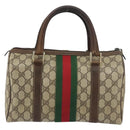GUCCI GG Supreme Web Sherry Line Boston Bag PVC Beige Gold 010 378 Auth 156155-3