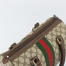 GUCCI GG Supreme Web Sherry Line Boston Bag PVC Beige Gold 010 378 Auth 156155-6