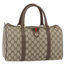 GUCCI GG Supreme Web Sherry Line Boston Bag PVC Beige Gold 40 02 007 Auth 156156-1