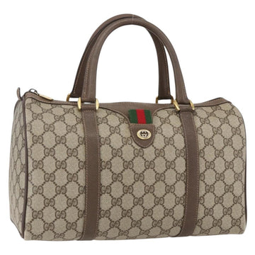 GUCCI GG Supreme Web Sherry Line Boston Bag PVC Beige Gold 40 02 007 Auth 156156