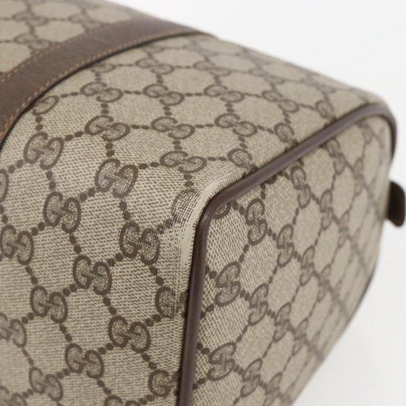 GUCCI GG Supreme Web Sherry Line Boston Bag PVC Beige Gold 40 02 007 Auth 156156