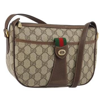 GUCCI GG Supreme Web Sherry Line Bag PVC Beige Gold 89 02 032 Auth 156159