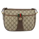 GUCCI GG Supreme Web Sherry Line Bag PVC Beige Gold 89 02 032 Auth 156159-2