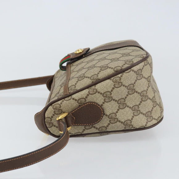 GUCCI GG Supreme Web Sherry Line Bag PVC Beige Gold 89 02 032 Auth 156159