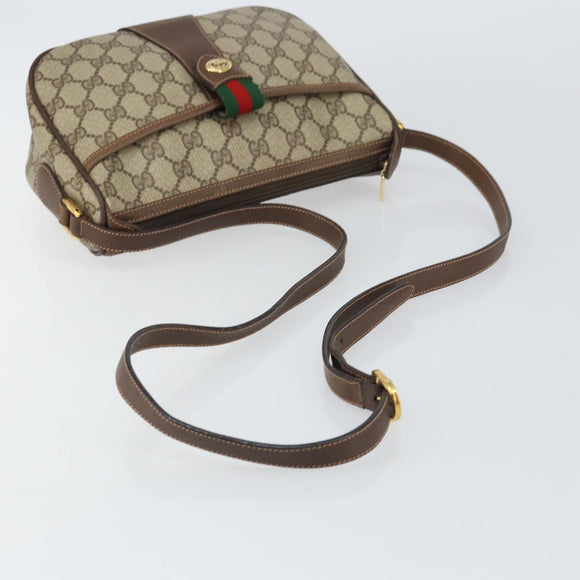 GUCCI GG Supreme Web Sherry Line Bag PVC Beige Gold 89 02 032 Auth 156159