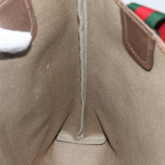 GUCCI GG Supreme Web Sherry Line Tote Bag PVC Beige Red 39 02 003 Auth 156160