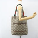 GUCCI GG Supreme Web Sherry Line Tote Bag PVC Beige Red 39 02 003 Auth 156160-21