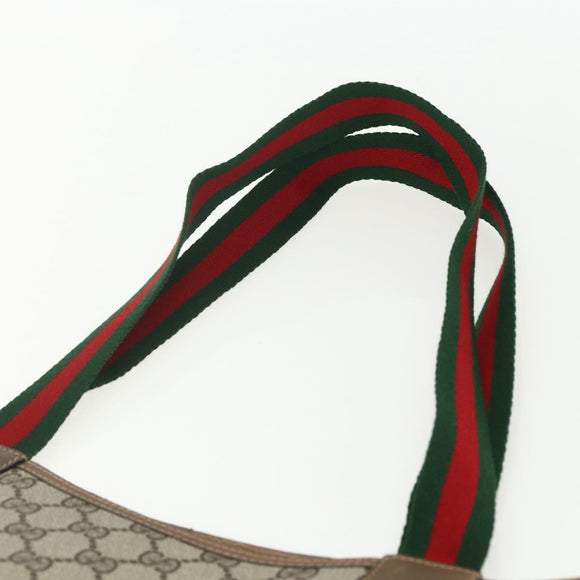 GUCCI GG Supreme Web Sherry Line Tote Bag PVC Beige Red 39 02 003 Auth 156160A