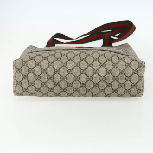 GUCCI GG Supreme Web Sherry Line Tote Bag PVC Beige Red 39 02 003 Auth 156160