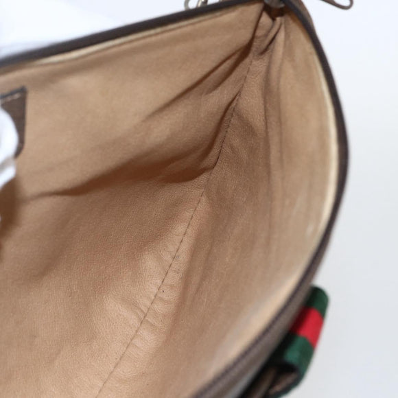 GUCCI GG Supreme Web Sherry Line Bag PVC Beige Gold 39 02 026 Auth 156161