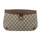 GUCCI GG Supreme Web Sherry Line Bag PVC Beige Gold 39 02 026 Auth 156161-13
