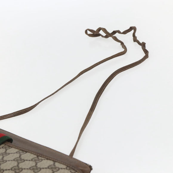 GUCCI GG Supreme Web Sherry Line Bag PVC Beige Gold 39 02 026 Auth 156161