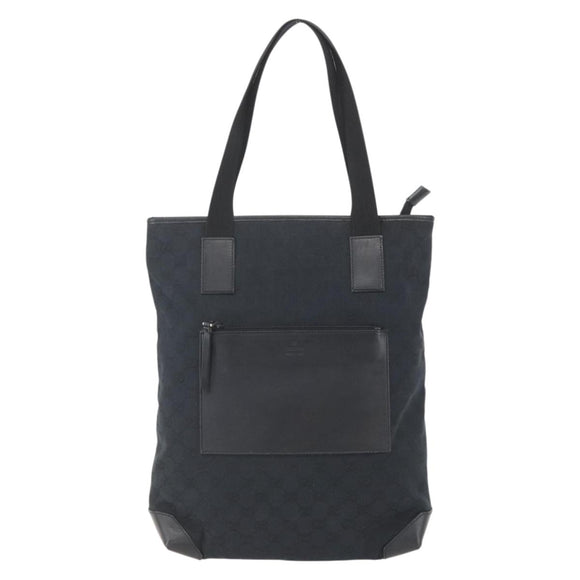 GUCCI GG Canvas Tote Bag Black Silver 019 0401 Auth 156162
