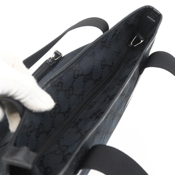 GUCCI GG Canvas Tote Bag Black Silver 019 0401 Auth 156162