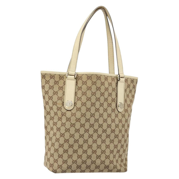 GUCCI GG Canvas Tote Bag Beige Gold 153009 Auth 156163