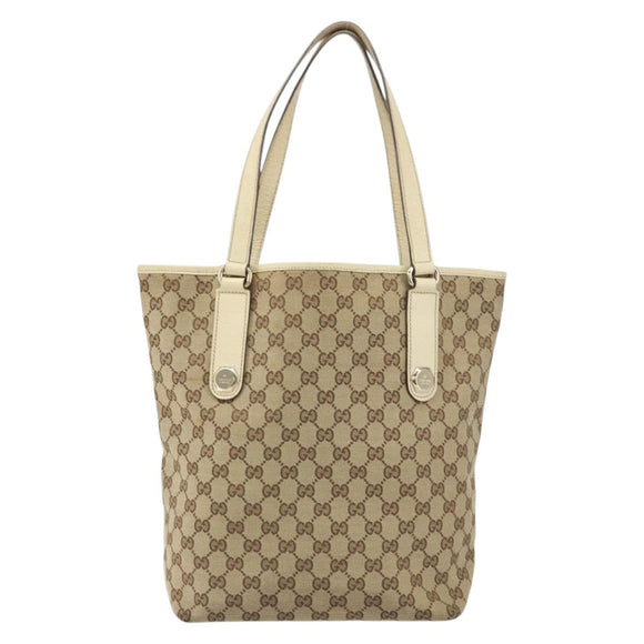 GUCCI GG Canvas Tote Bag Beige Gold 153009 Auth 156163