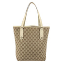 GUCCI GG Canvas Tote Bag Beige Gold 153009 Auth 156163-3