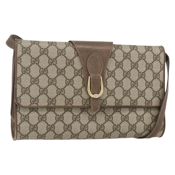 GUCCI GG Supreme Shoulder Bag PVC Beige Gold 904 02 050 Auth 156165