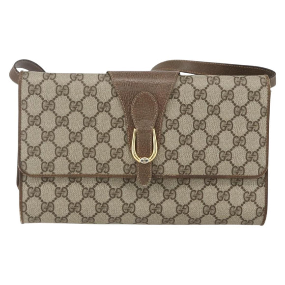 GUCCI GG Supreme Shoulder Bag PVC Beige Gold 904 02 050 Auth 156165