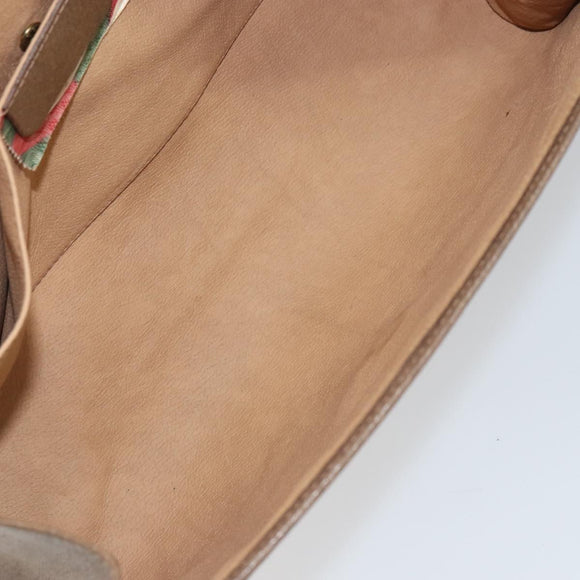 GUCCI GG Supreme Web Sherry Line Clutch Bag PVC Beige Gold 89 01 031 Auth 156166