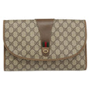 GUCCI GG Supreme Web Sherry Line Clutch Bag PVC Beige Gold 89 01 031 Auth 156166-13