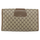 GUCCI GG Supreme Web Sherry Line Clutch Bag PVC Beige Gold 89 01 031 Auth 156166-2