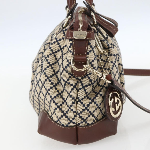 GUCCI Diamante Sukey Hand Bag Canvas 2way Beige Gold 247902 Auth 156167