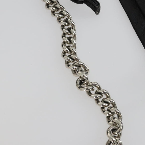 GUCCI Bamboo Chain Shoulder Bag Leather 2way Black Silver 232940 Auth 156168